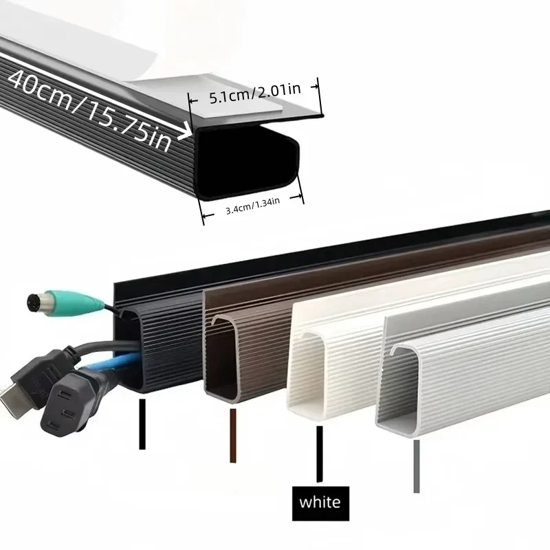 Self-adhesive cable raceway channel, 40 cm, for desks and TV units — representative supplier photograph