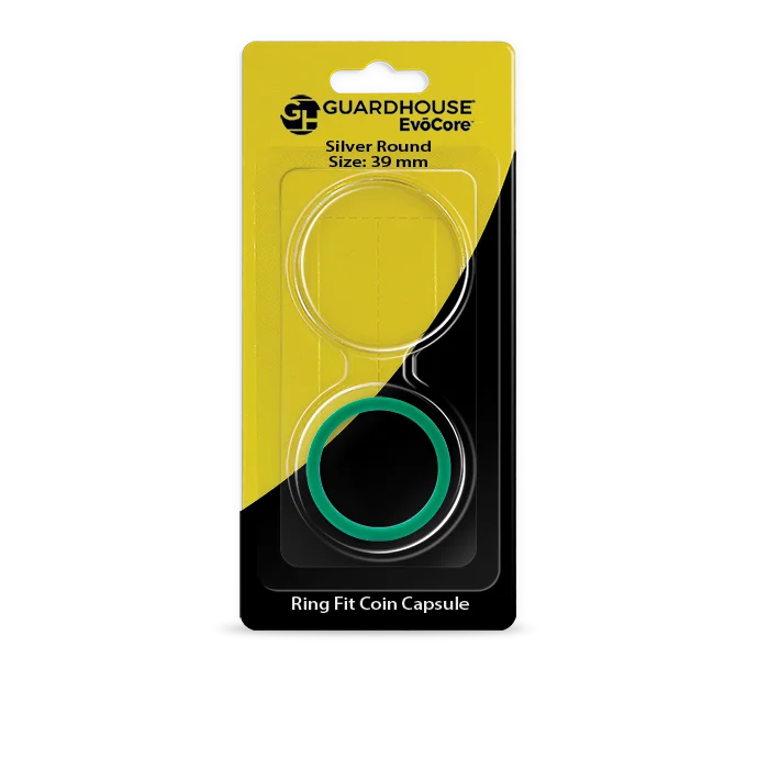 EvoCore Silver Round Silicone Ring Fit Coin Holder - 39mm (Green)