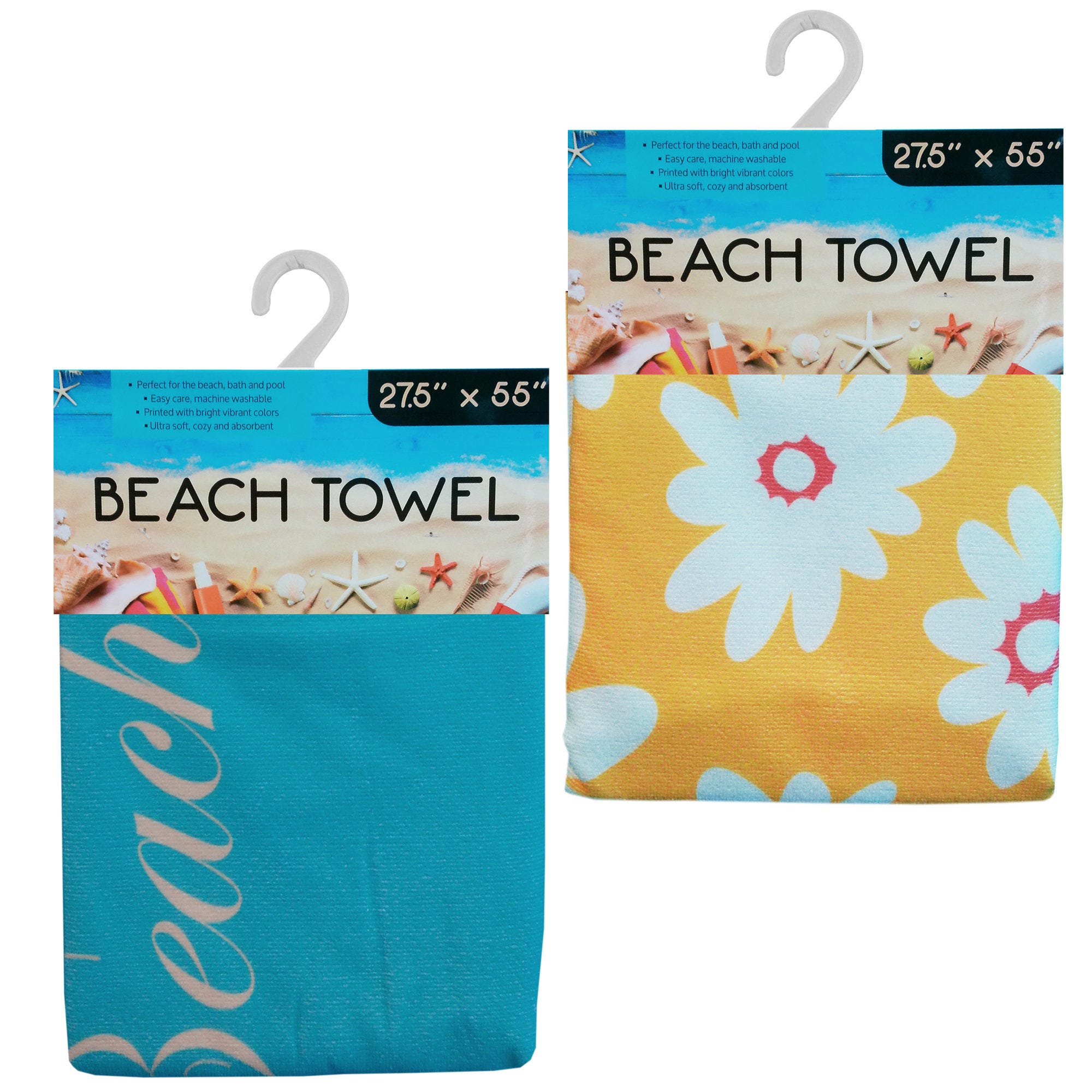27.5" x 55" Flower Design Beach Towel (pack of 6)