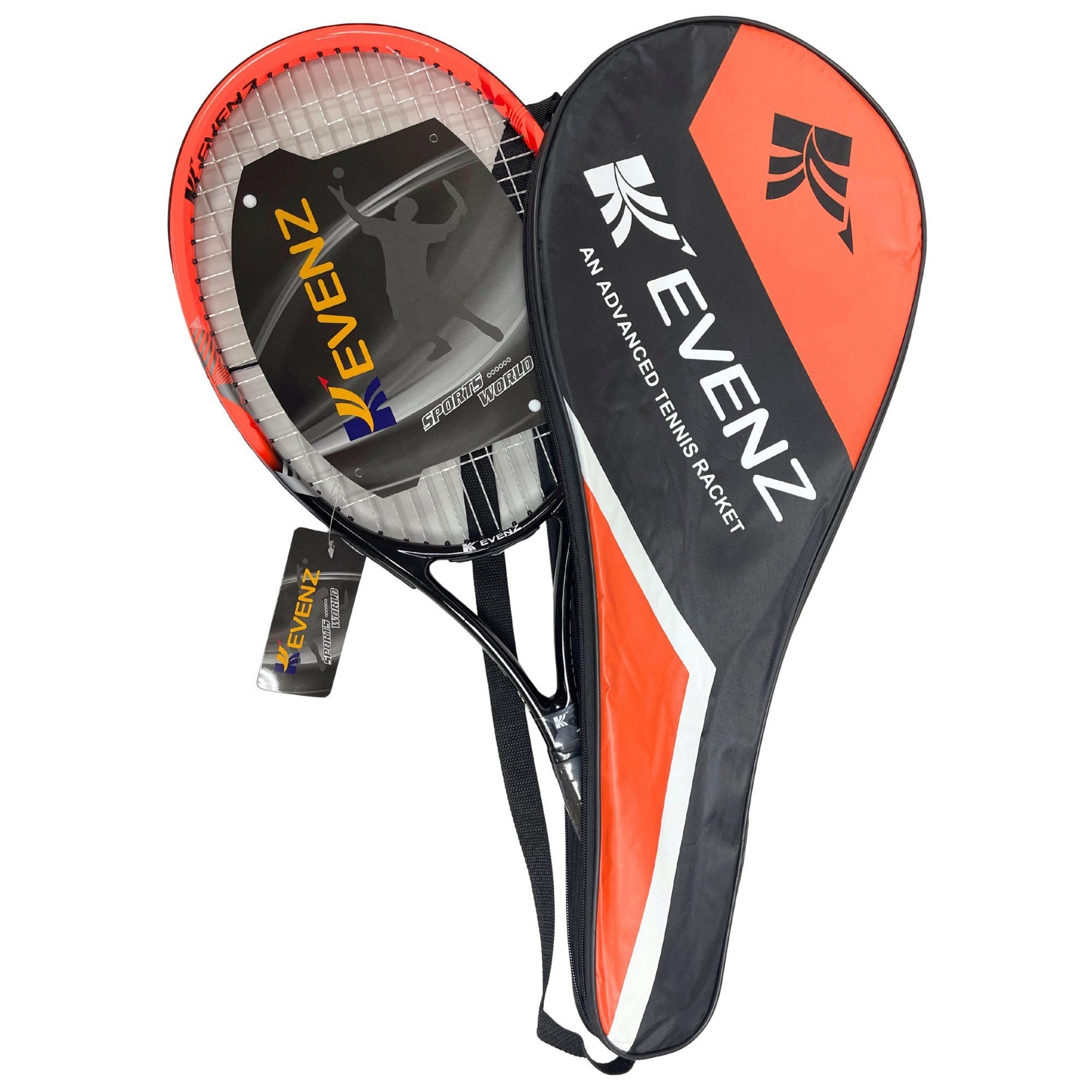 Kevenz Tennis Racket with Carrying Case in Orange (pack of 4)