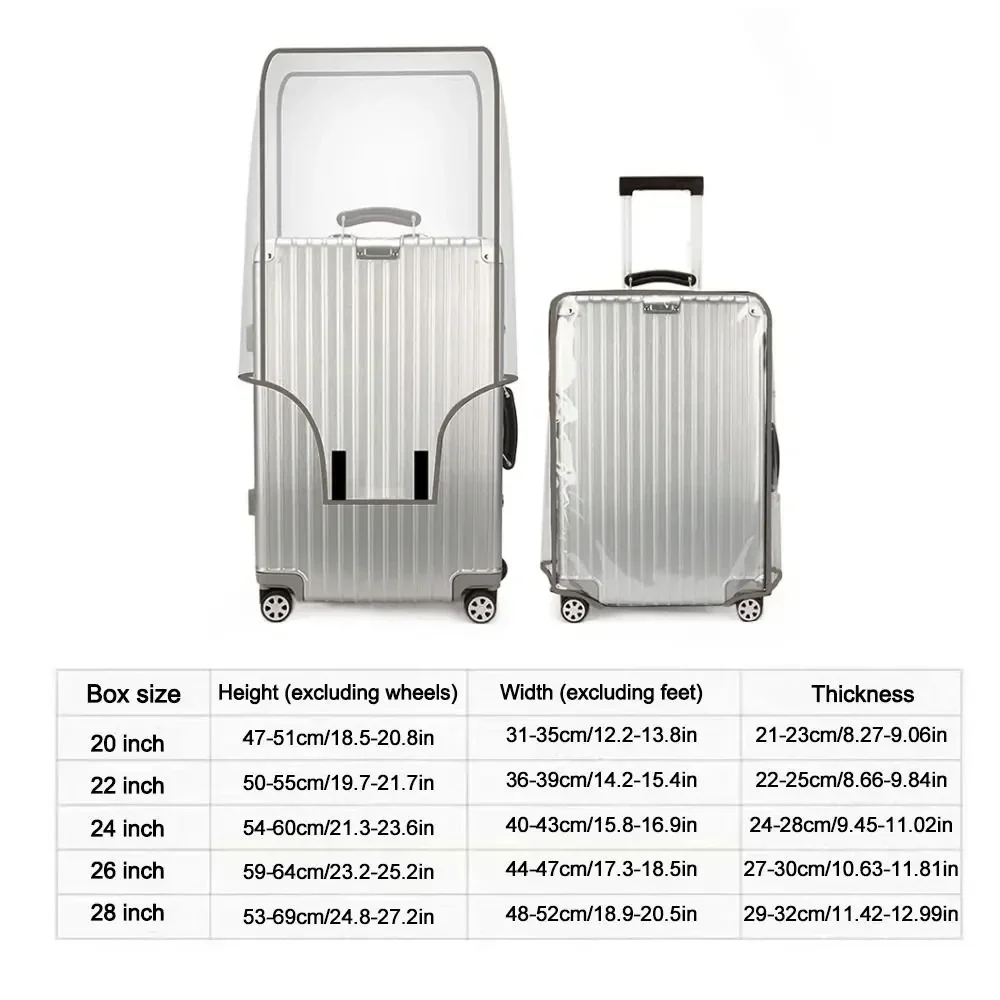 Clear PVC suitcase cover, 16 to 28 inch