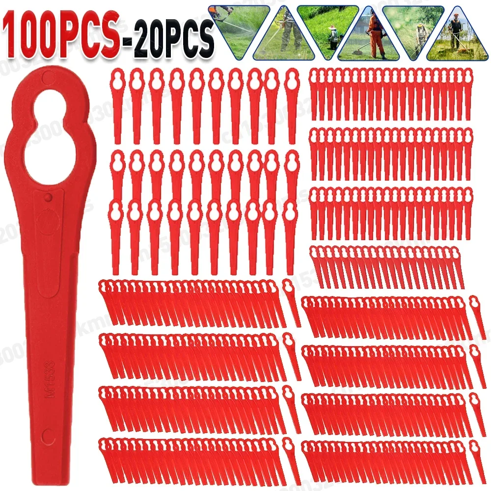Replacement plastic blades for grass trimmers, L83 key-slot type