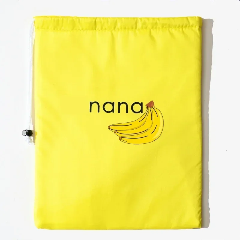 Drawstring banana storage bag with foil lining, 28 x 35 cm, yellow — representative supplier photograph