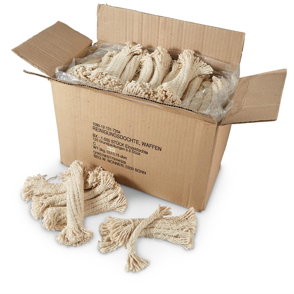 German Military Surplus Gun Cleaning Wicks, 1,000 Wicks, New