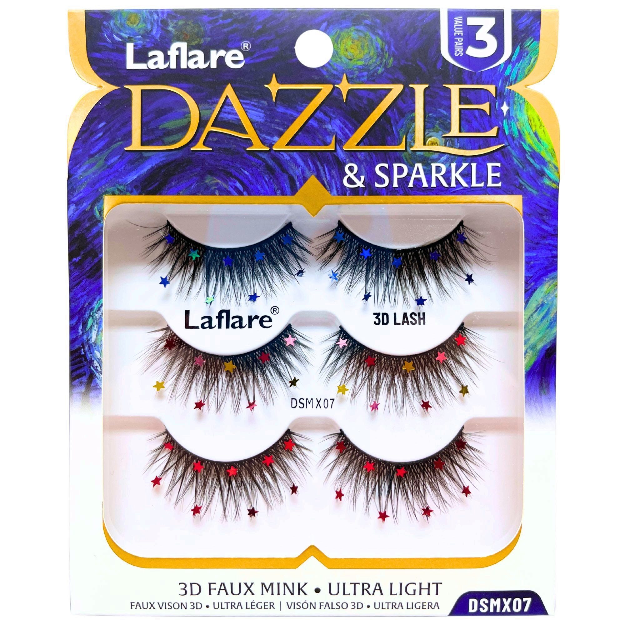 Bulk 40-Pack: LaFlare Dazzle & Sparkle 3D Starry 3 Pack Lashes