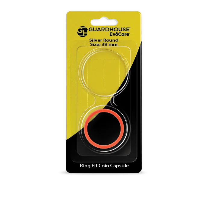 EvoCore Silver Round Silicone Ring Fit Coin Holder - 39mm (Red)