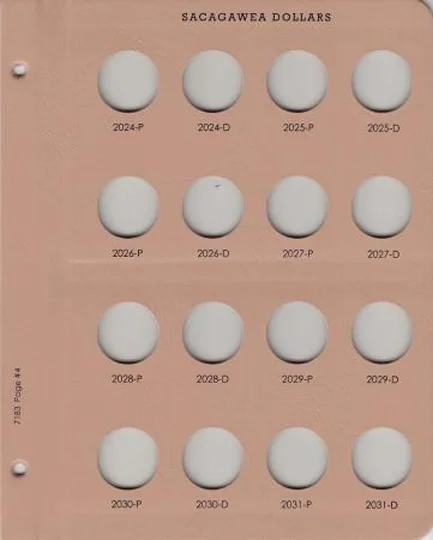 Sacagawea Dollars Replacement Page 4, 2024 P - 2031 D