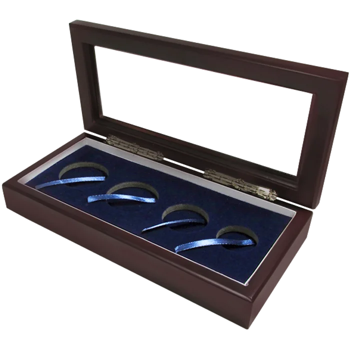 Guardhouse Glass-top Wood Display Box -GH-W1800: (S,M,2L) American Gold Eagle Set in Ringed Capsules