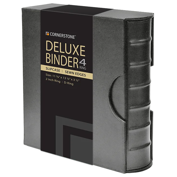 Cornerstone Large Capacity 4 D-Ring Binder & Slip Case (Gray)