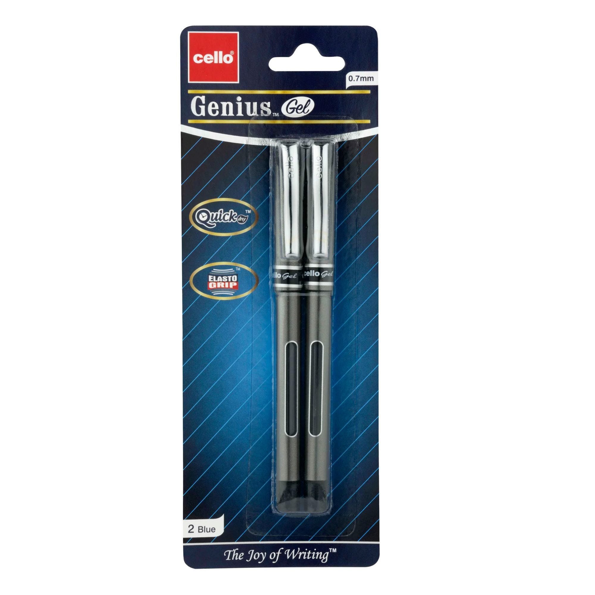 Bulk 36-Pack: Cello 2 Pack 0.7mm Quick Dry Genius Gel Blue Pens