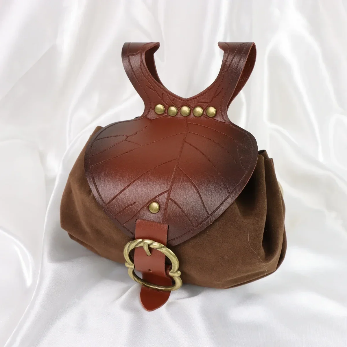 Leaf-flap belt pouch for Renaissance fairs and costume, faux leather — representative supplier photograph