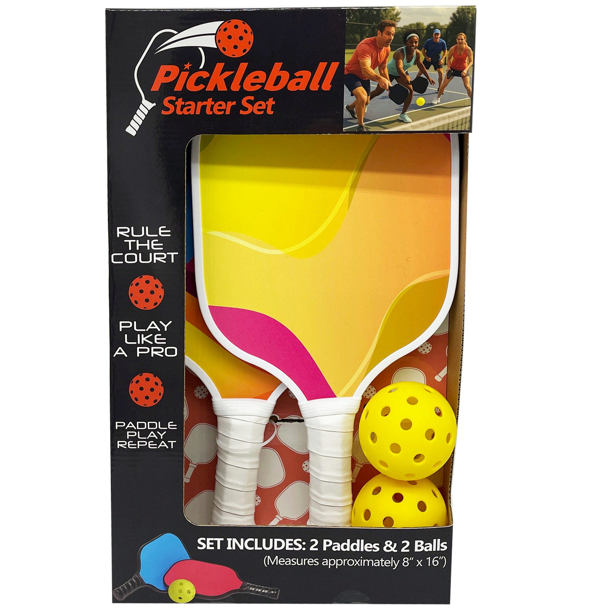 7.8" x 16" Lightweight Pickleball Paddle with 10mm Core Set in Assorted  Designs (pack of 3)