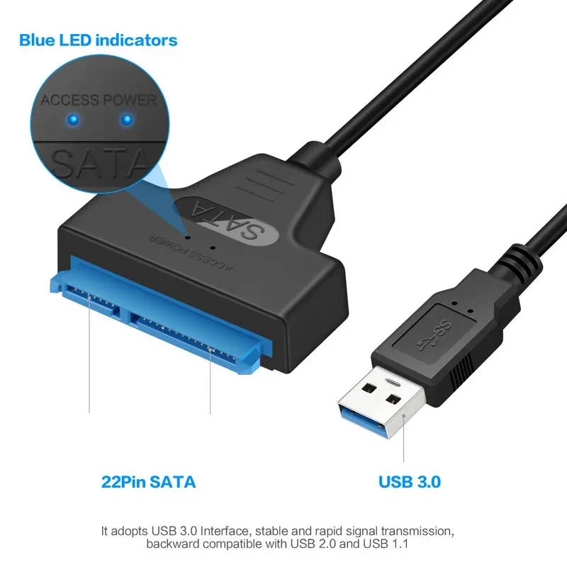 SATA to USB adapter cable for 2.5 in drives — representative supplier photograph