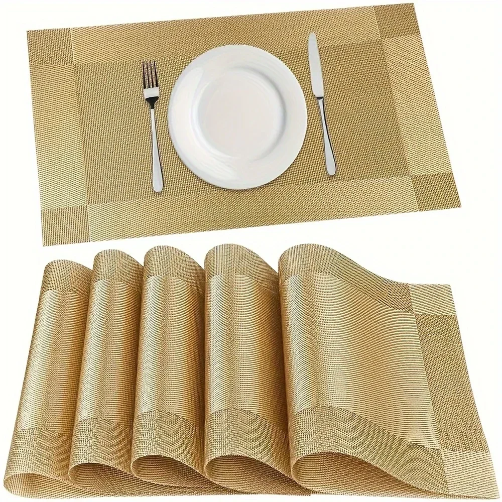 Woven vinyl placemats, 45 x 30 cm, wipe-clean, sets of 4, 6 or 8 — representative supplier photograph
