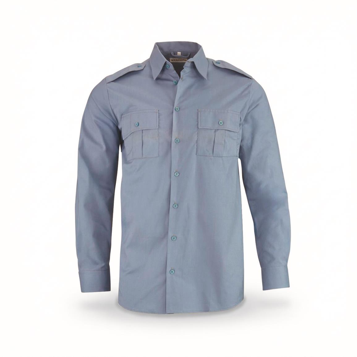 Romanian Municipal Police Chambray Long Sleeve Service Shirt, New — MEDIUM / Blue