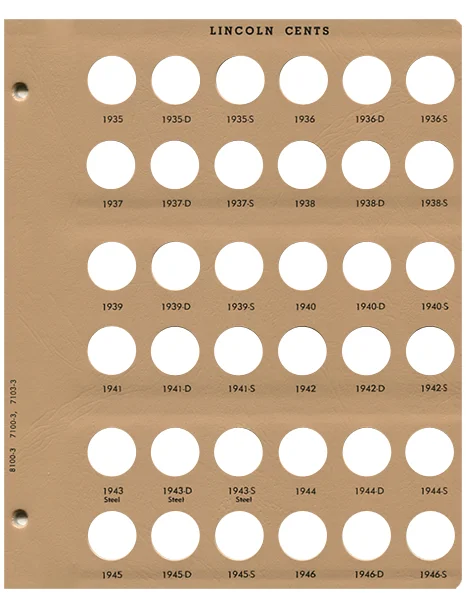 Lincoln Cents Replacement Page 3 1934 S-1946 S
