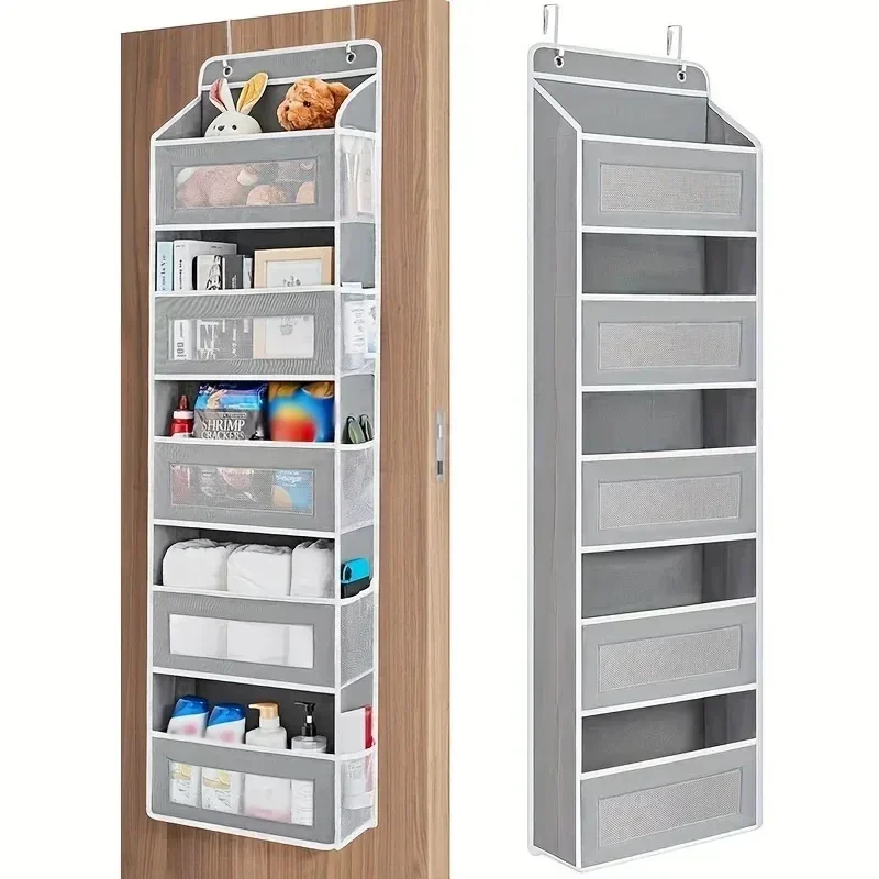 Over-the-door hanging organizer with 5 shelves and side pockets — representative supplier photograph