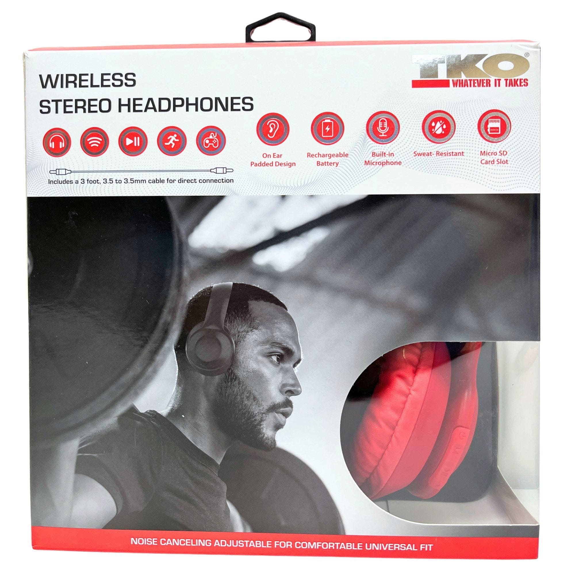 TKO Bluetooth Headphones in Red (pack of 6)