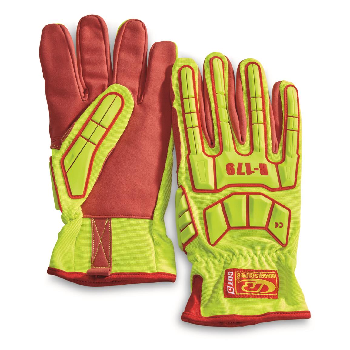U.S. Municipal Surplus Ringer R-179 Impact Gloves, New — Yellow / 2XL