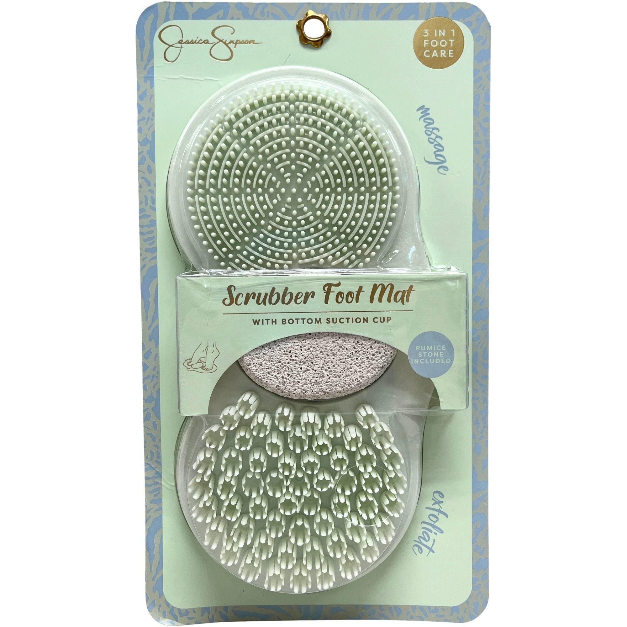 Bulk 12-Pack: Jessica Simpson 3 in 1 Foot Care Scrubber Mat in Mint Green