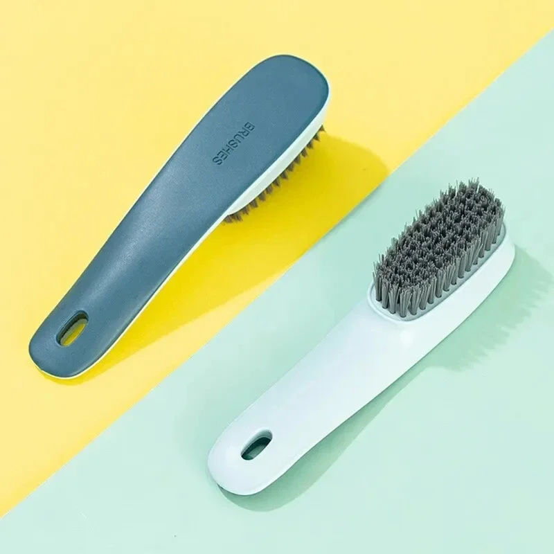 Soft-bristle shoe and laundry scrub brush with long handle — representative supplier photograph