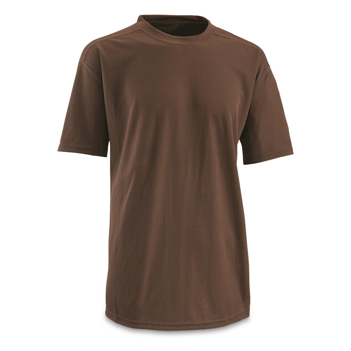 British Military Surplus CoolMax T Shirts, 2 Pack, New — Brown / Small