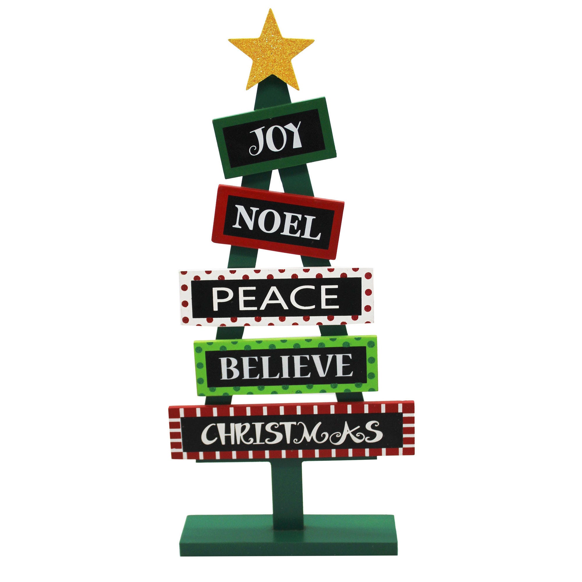 Christmas Tree Wood Sign Tabletop Decor (pack of 4)