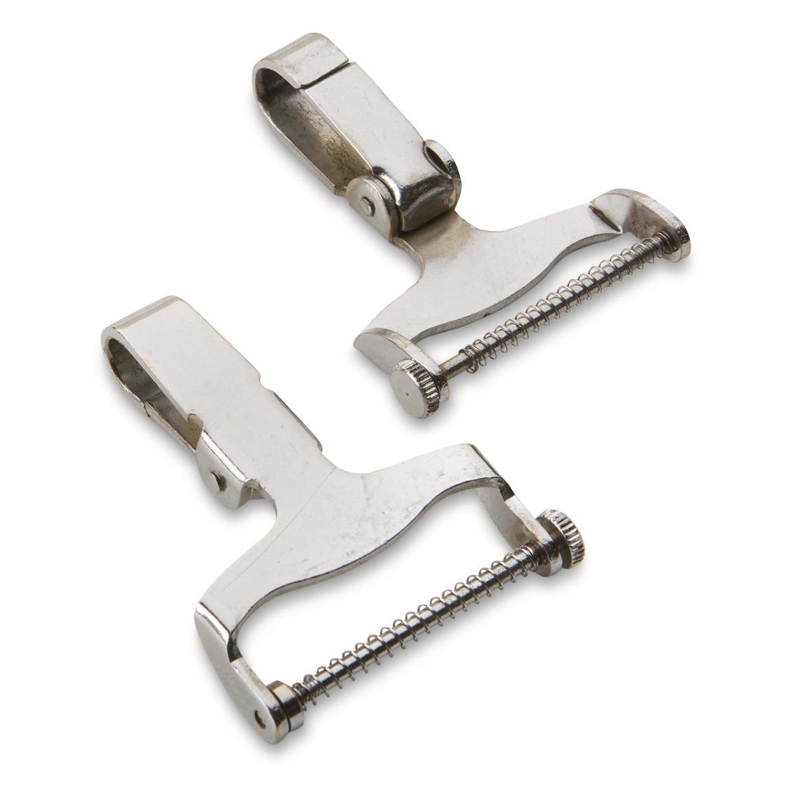 Italian Military Surplus Chrome Holster Belt Clip, 2 Pack, Used