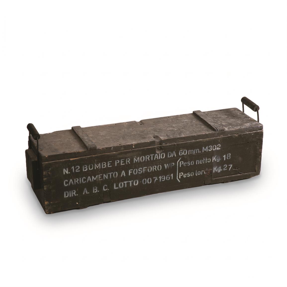 Italian Military Surplus Wood Ammo Crate, 33" x 8" x 8", Used