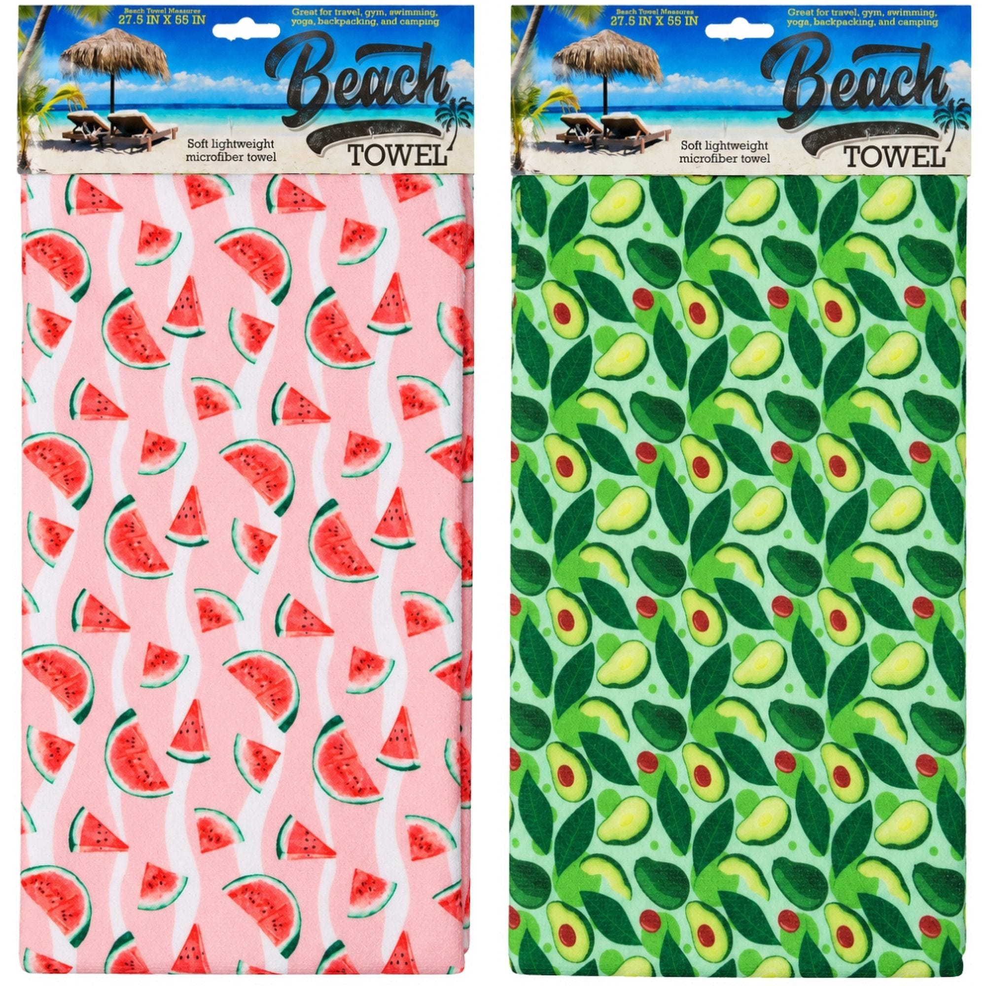 27.5" x 55" Beach Towel in Assorted Styles (pack of 8)