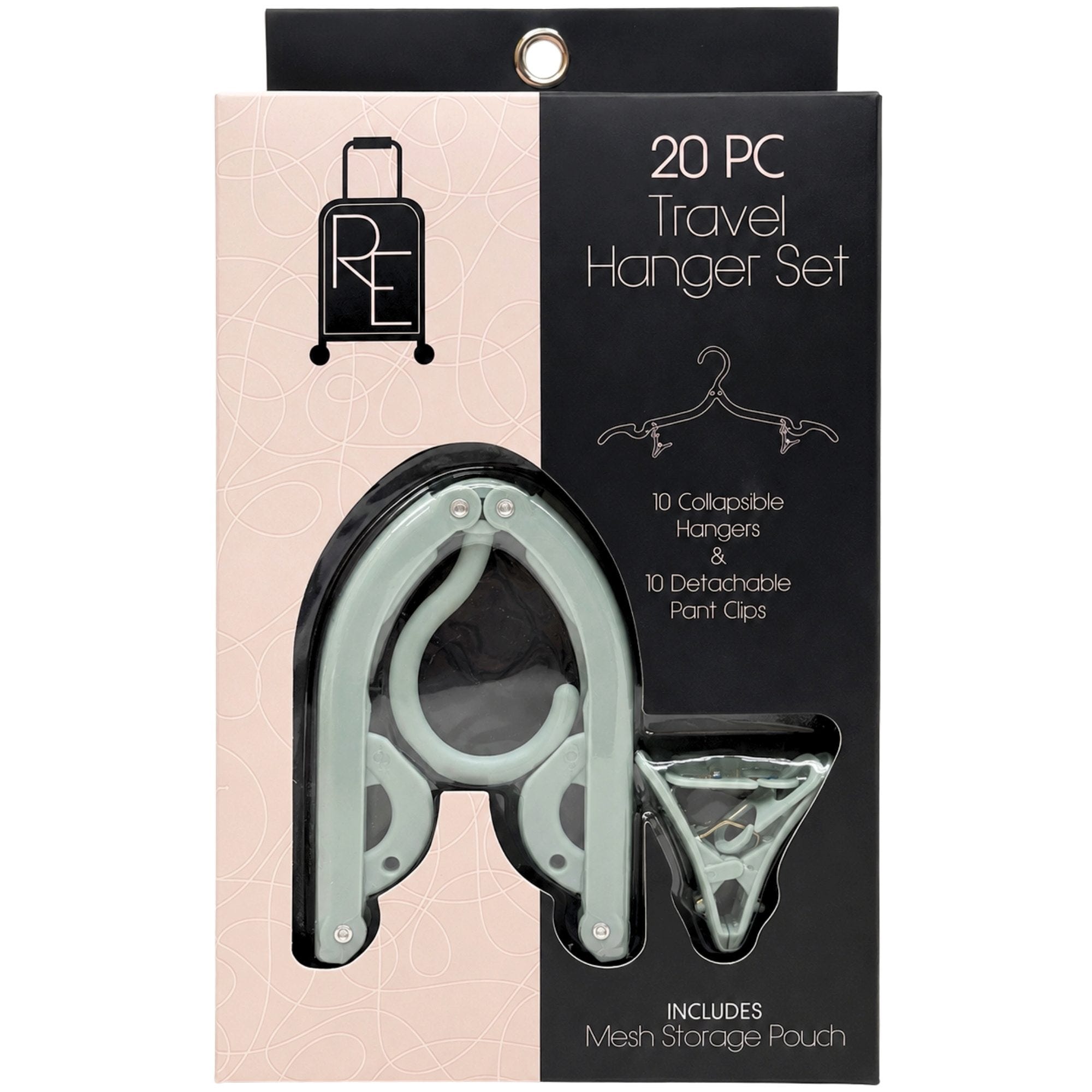 Roaming Essentials 20 Piece Travel Hangers & Clip Set (pack of 6)