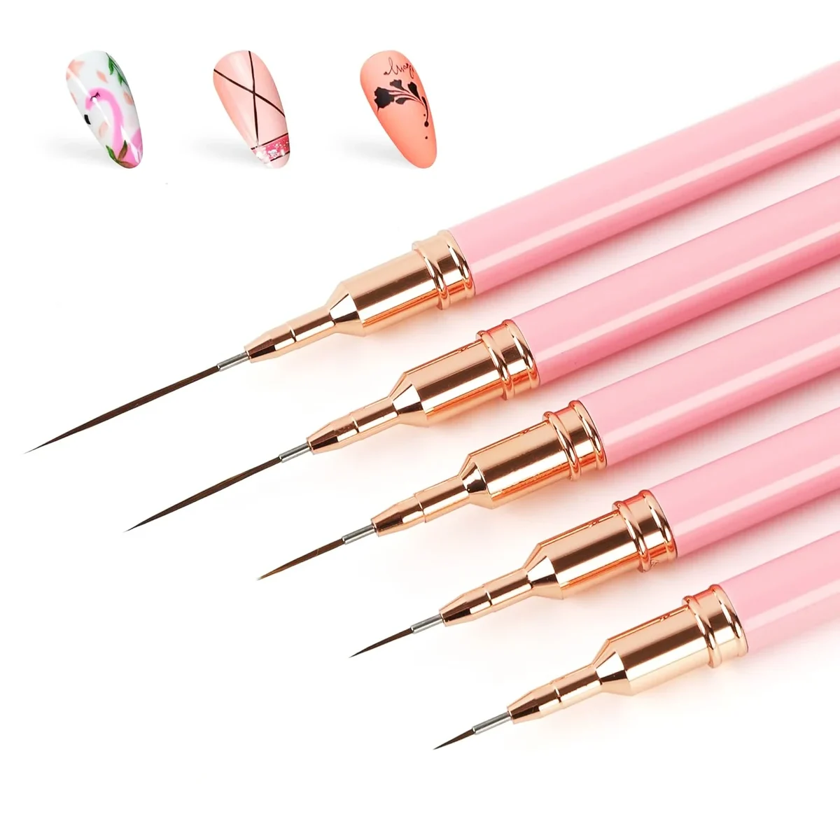 Nail art liner brush set, 5 sizes — representative supplier photograph