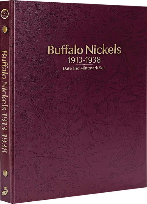 Buffalo Nickels 1913-1938, Date & Mintmark Set P, D & S (Burgundy)