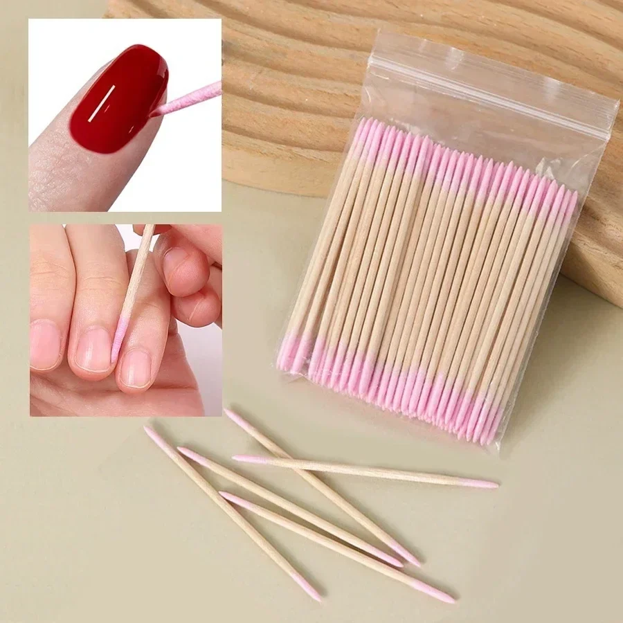 Pointed-tip cotton swabs on wooden sticks, 100-pack — representative supplier photograph