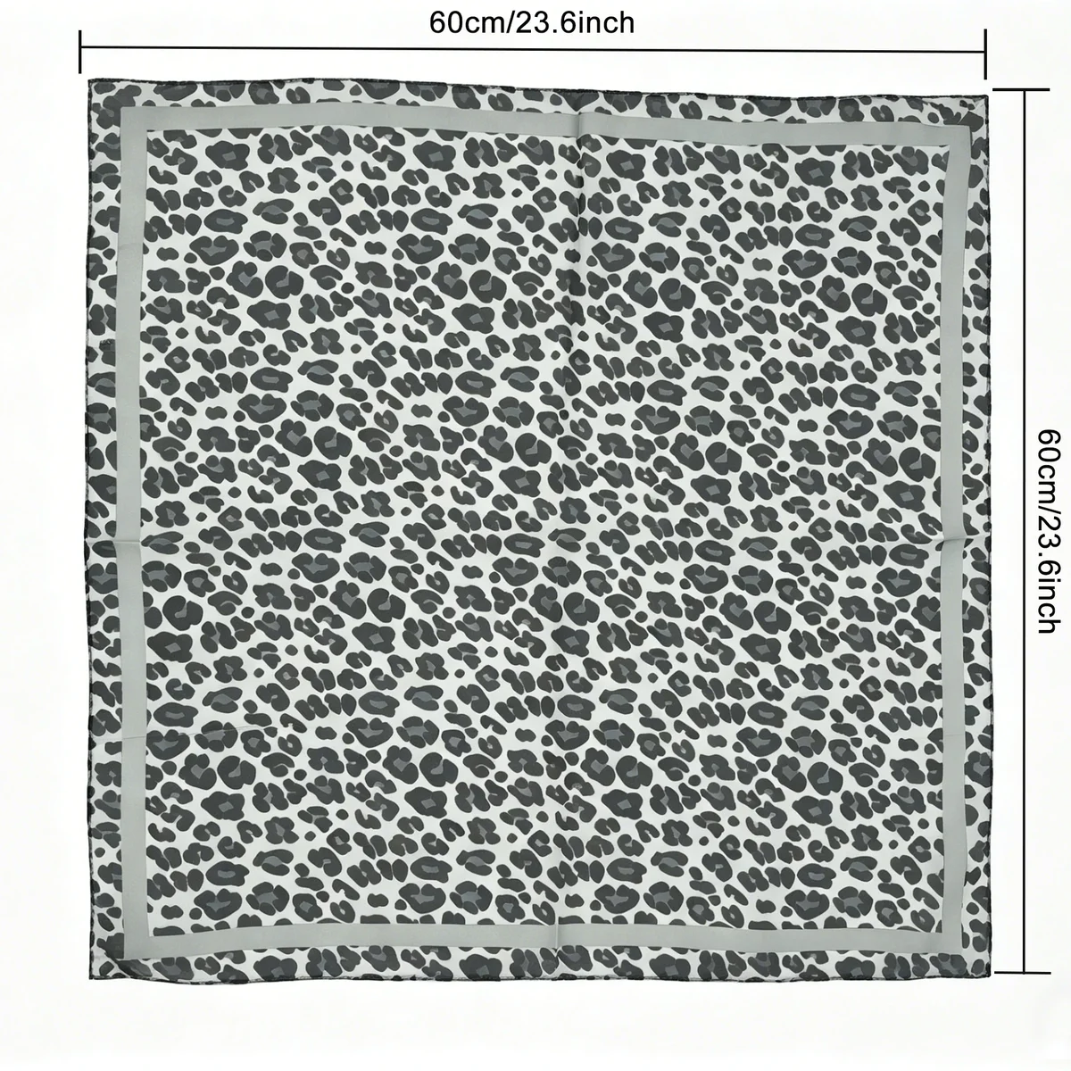 Leopard print chiffon neck scarf with magnetic clasp, 60 cm square
