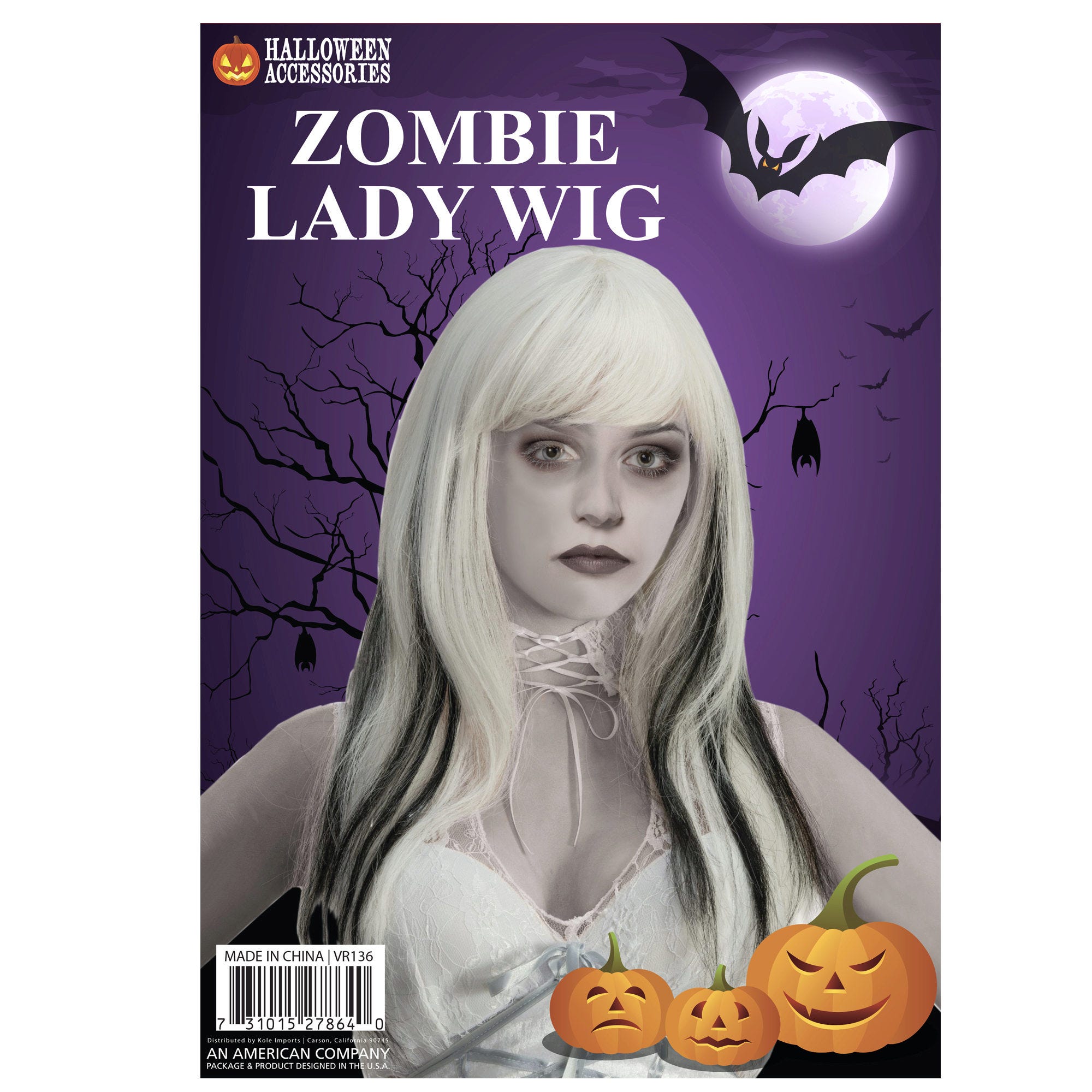 Bulk 24-Pack: Zombie Lady Wig Black&White