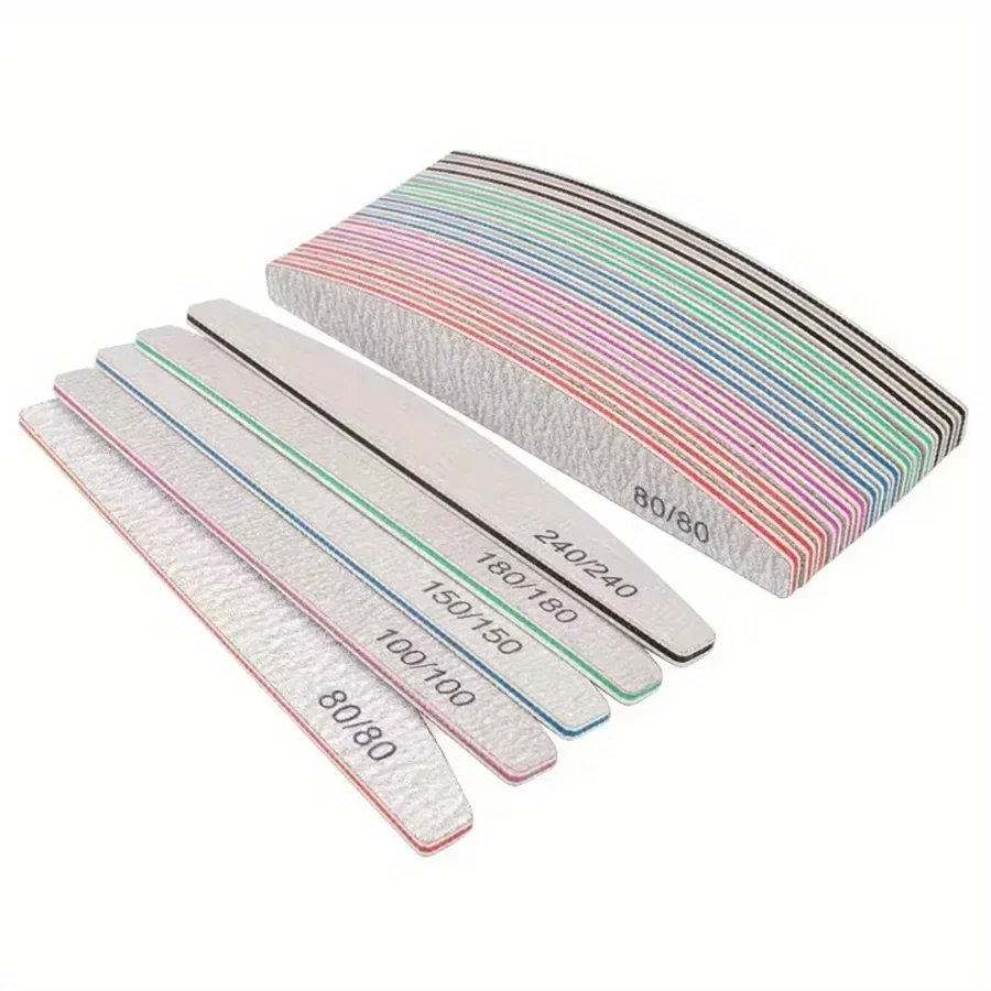 Half-moon nail files, double-sided, 1 to 10 pack — representative supplier photograph