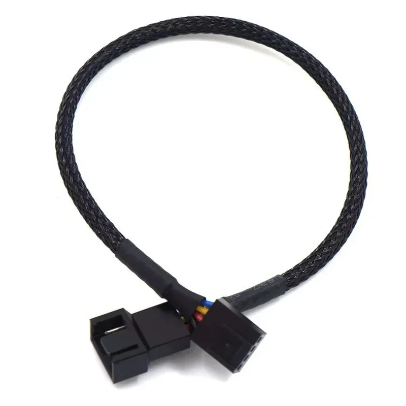 4-pin PWM fan extension cable, black sleeved, 27 or 62 cm — representative supplier photograph