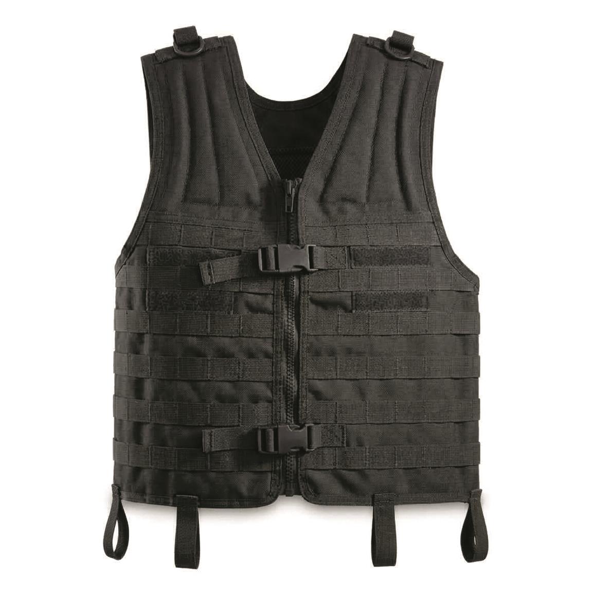 Italian Municipal Surplus Tactical Vest, New — Black / OSFM