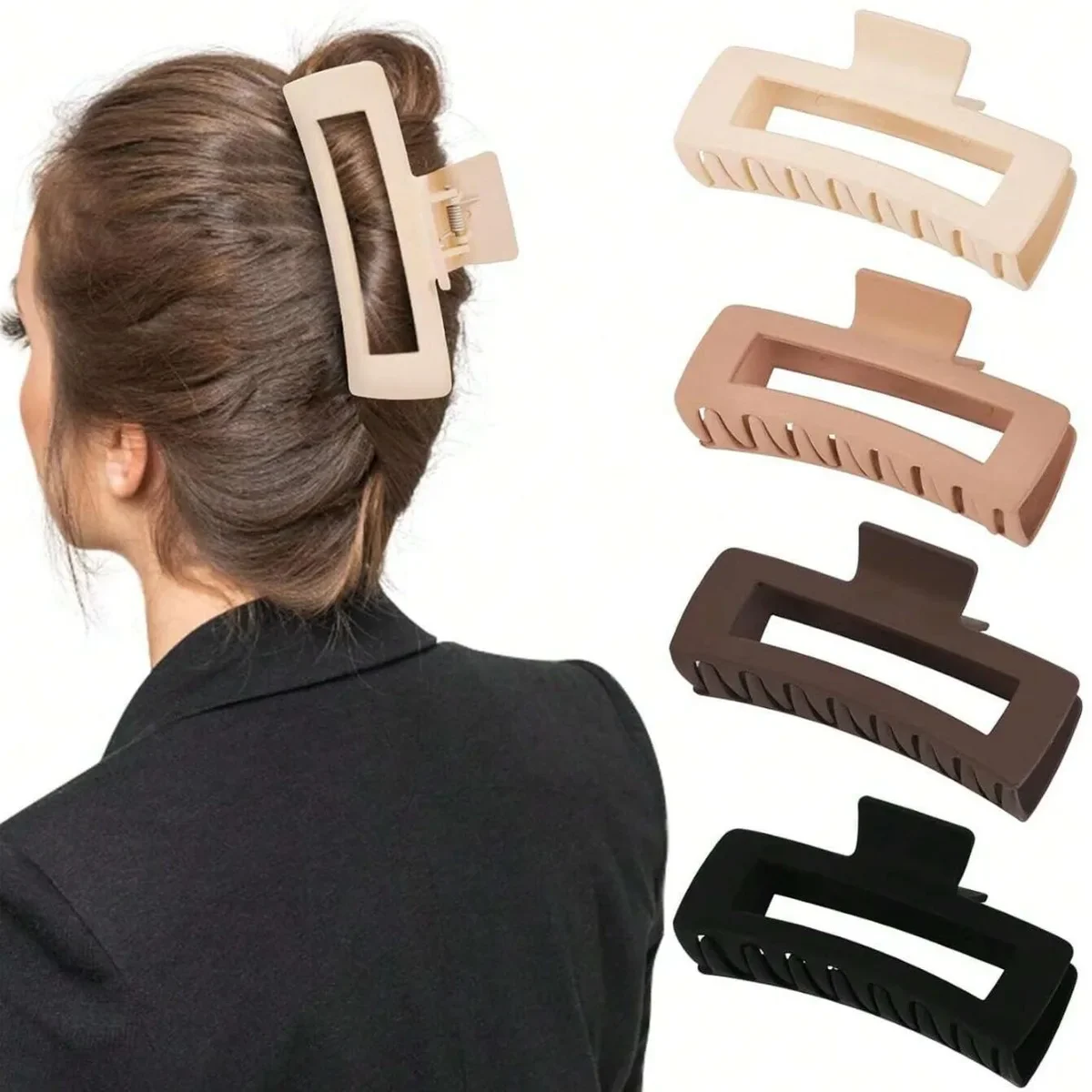 Extra-large matte rectangle hair claw clips, about 5 in