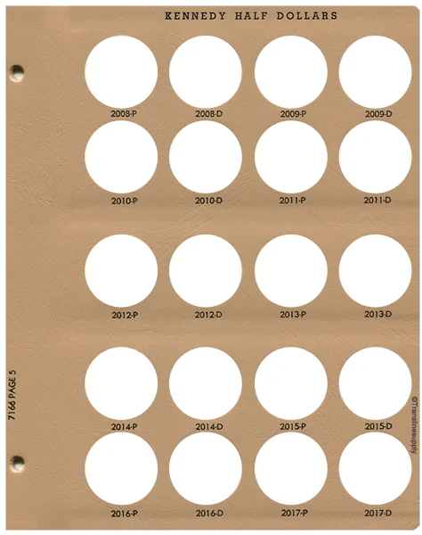 Kennedy Half Dollars Replacement Page 5 2008-P-2017-D