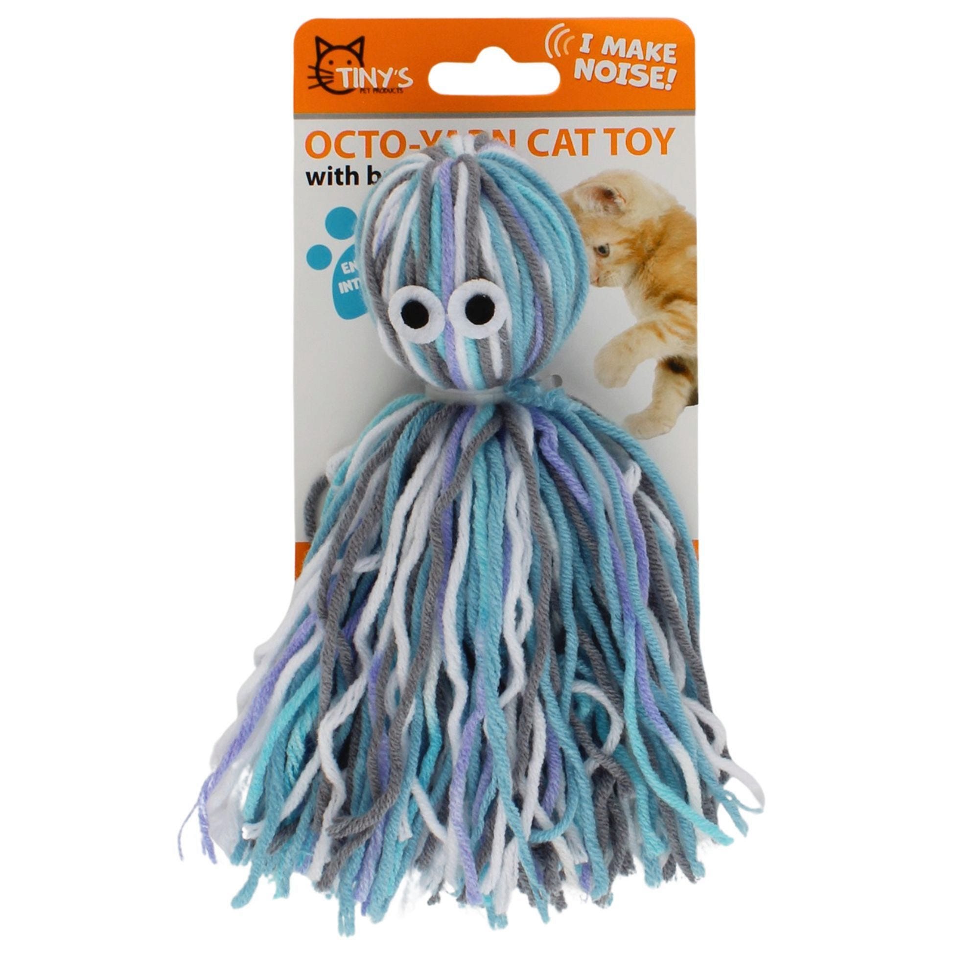 Bulk 24-Pack: Yarn Octopus Cat Toy with Rattle