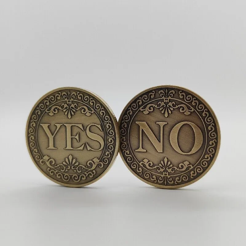 Yes / No decision token — decorative bronze-tone coin