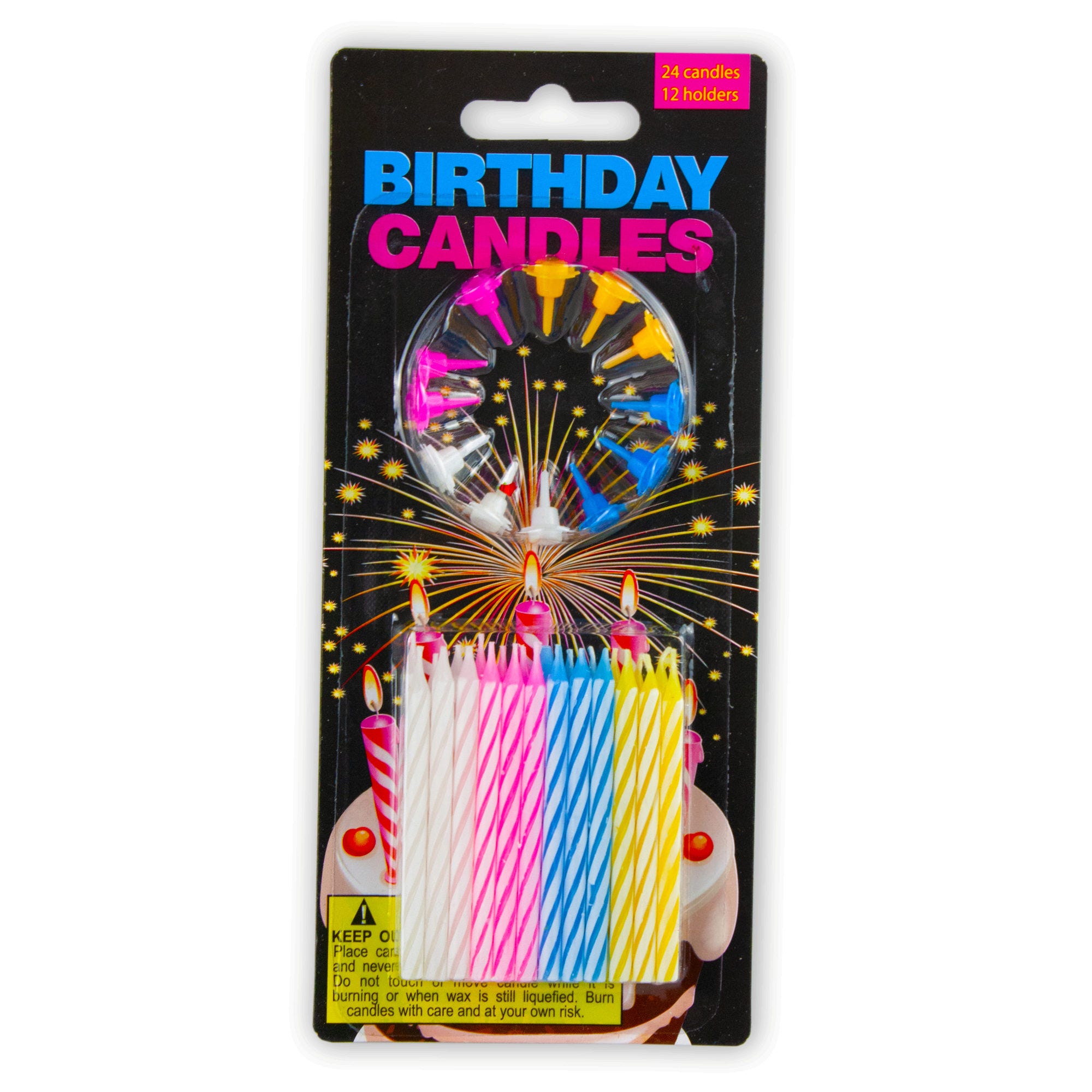 Bulk 48-Pack: Birthday Candles with Decorative Holders Set