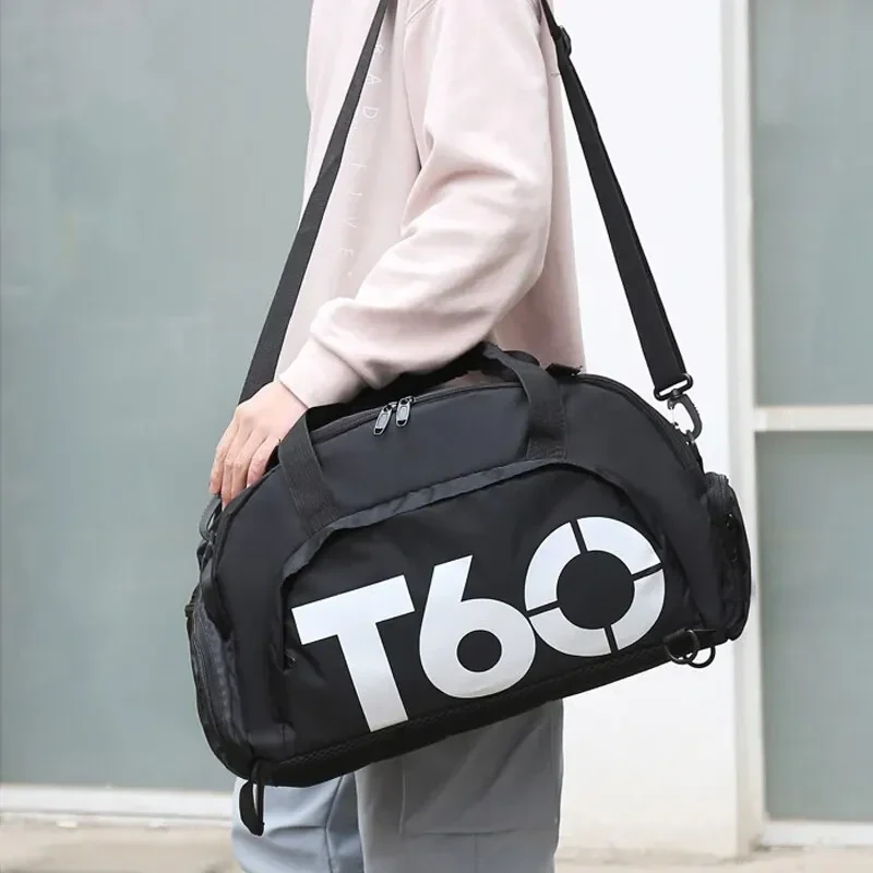 Lightweight nylon gym duffel with shoe compartment, converts to backpack — representative supplier photograph