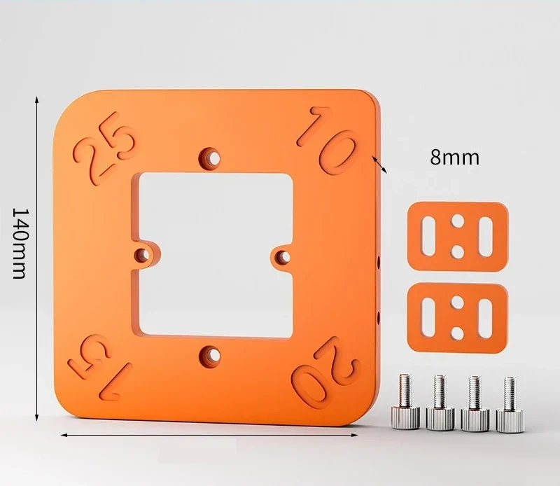 Router corner radius template set, R10 to R50 — representative supplier photograph
