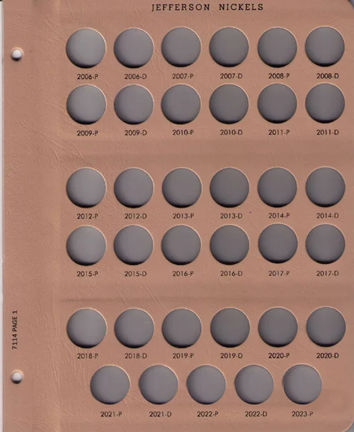 Jefferson Nickels 2006 to Date Replacement Page 1 2006 to 2023 P&D