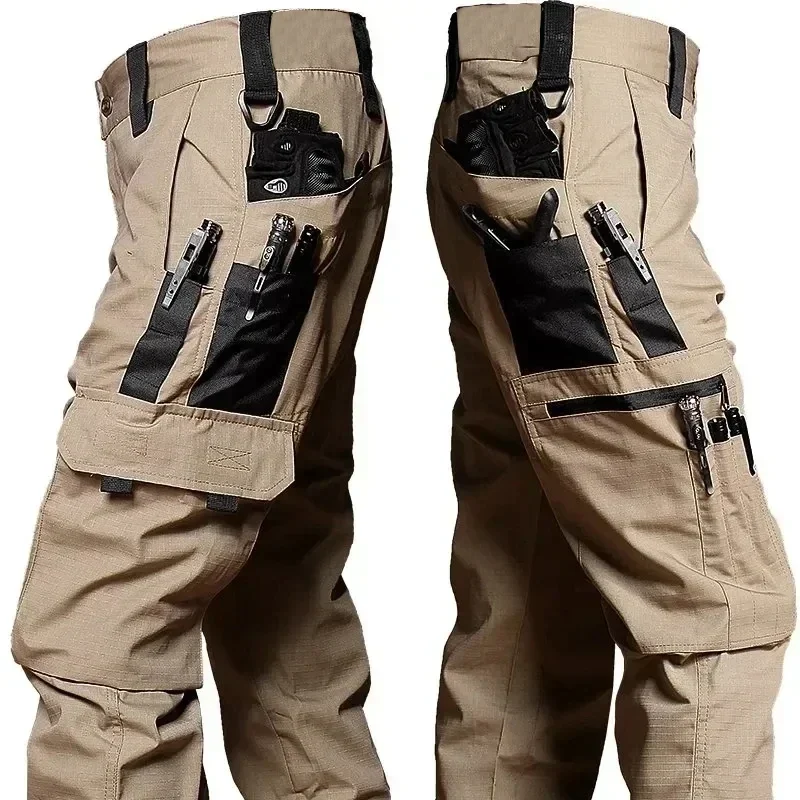 Men's multi-pocket cargo work pants, straight leg, M to XXL