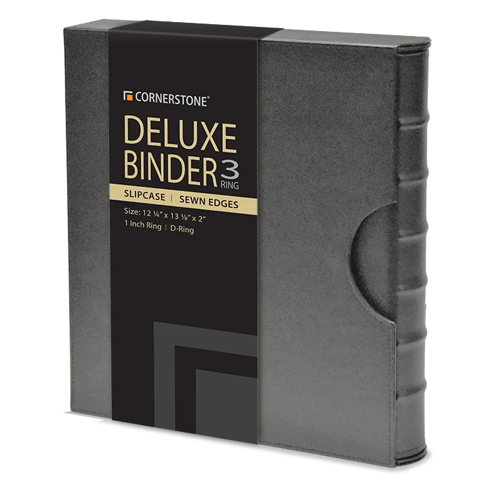 Cornerstone Regular Capacity 3 D-Ring Binder & Slip Case (Gray)