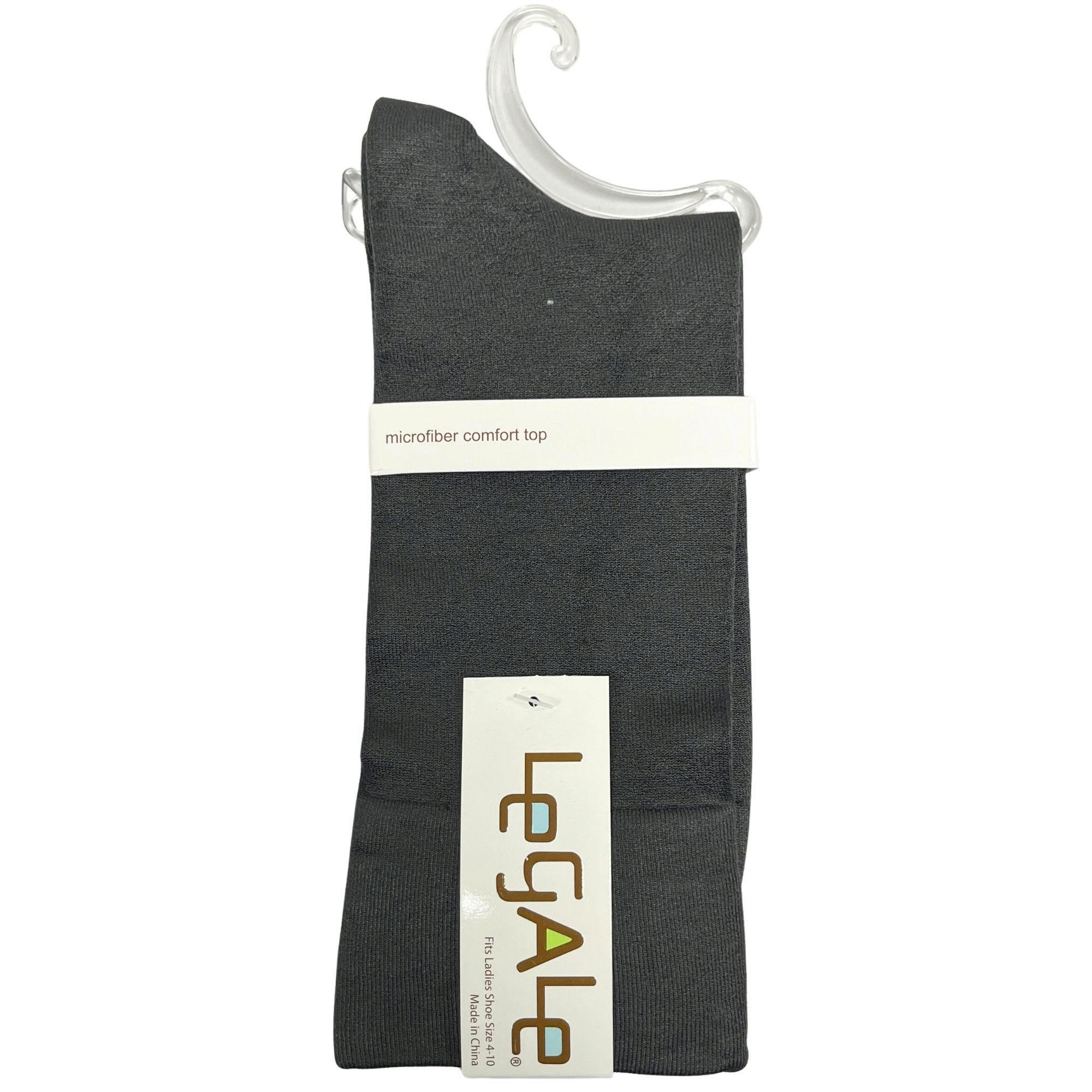 Bulk 42-Pack: Legale 1 Pair Crew Socks Microfiber Comfort Top Grey Ladies Shoe Size 4-10